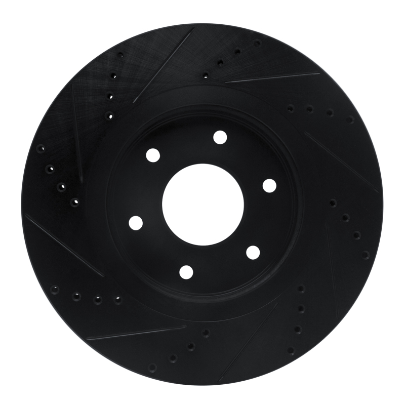 Infiniti QX56 Brake Rotor (1) - Front Right - R1 Concepts - Drilled & Slotted - Black - `05-`07